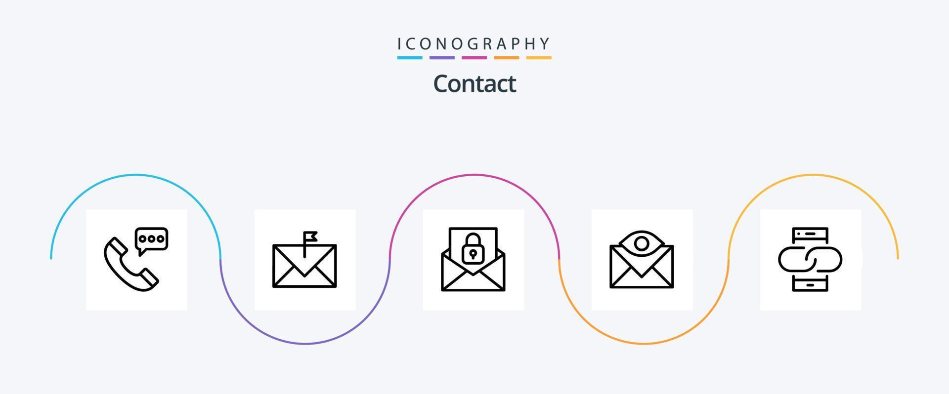 Contact Line 5 Icon Pack Including email. contact. envelope. communication. envelope vector