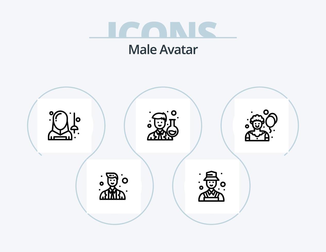 masculino avatar línea icono paquete 5 5 icono diseño. Esgrima. medios de comunicación. cartero. comunicación. detectar vector