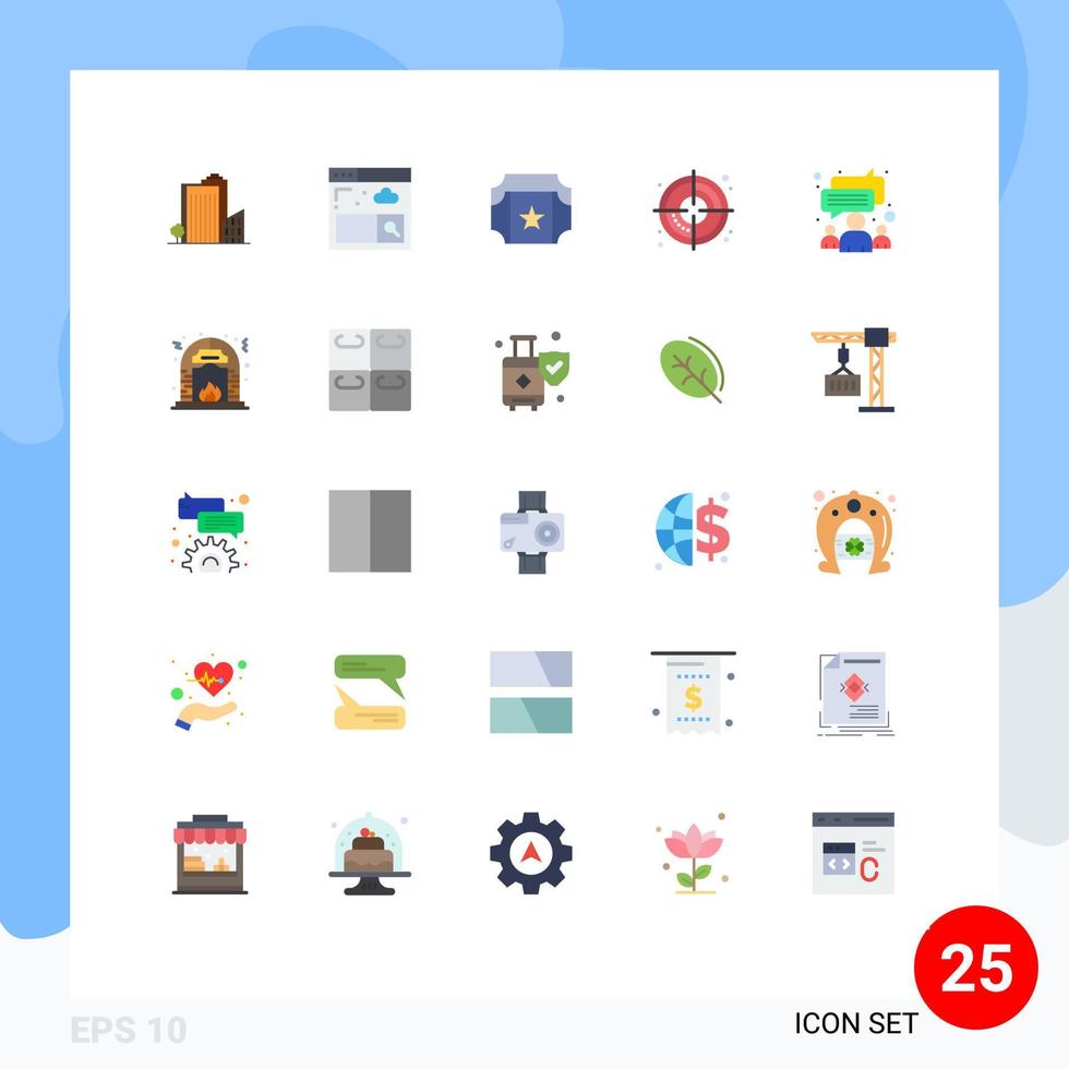 Modern Set of 25 Flat Colors and symbols such as team group cinema chat creative Editable Vector Design Elements