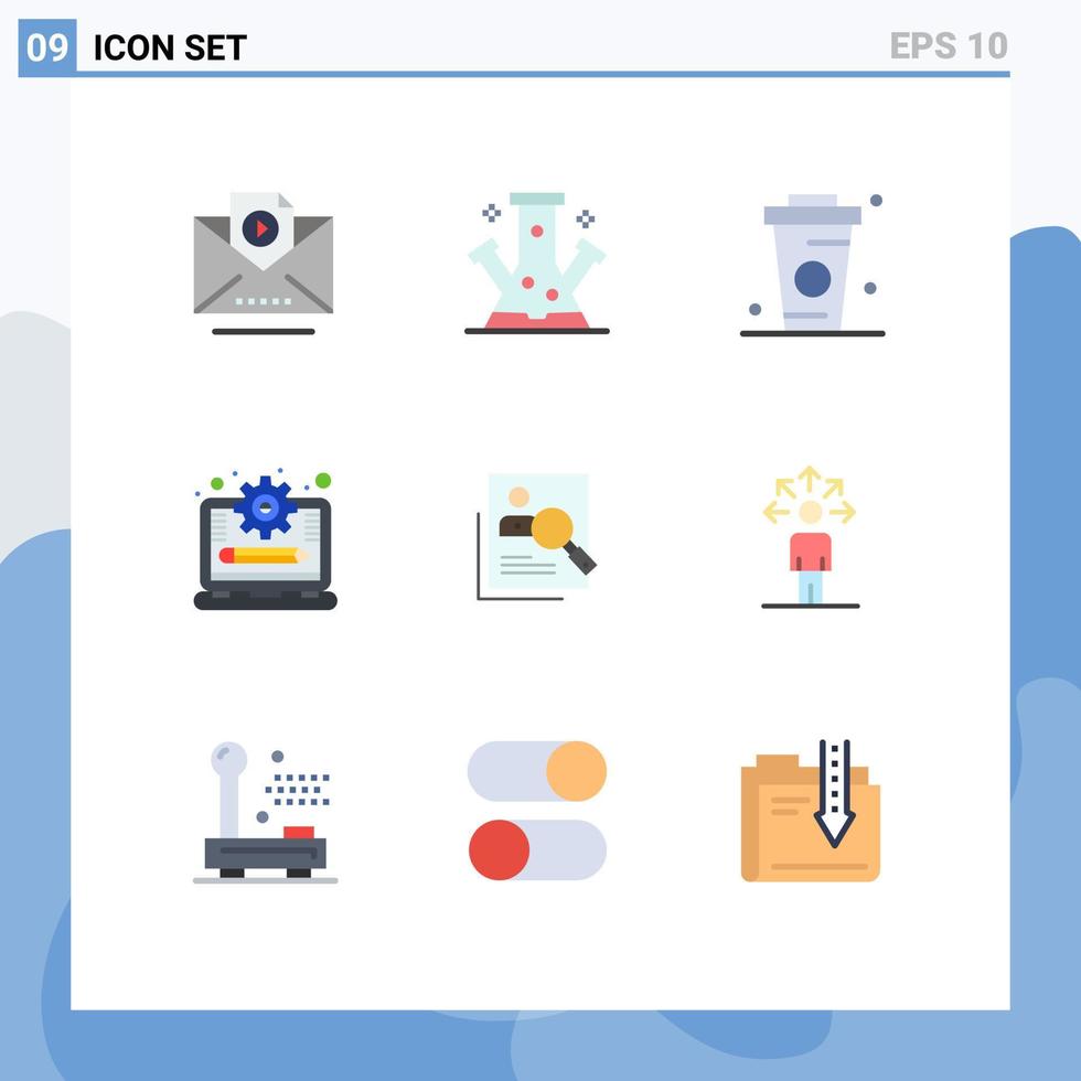 Universal Icon Symbols Group of 9 Modern Flat Colors of employee management system coffee management food Editable Vector Design Elements