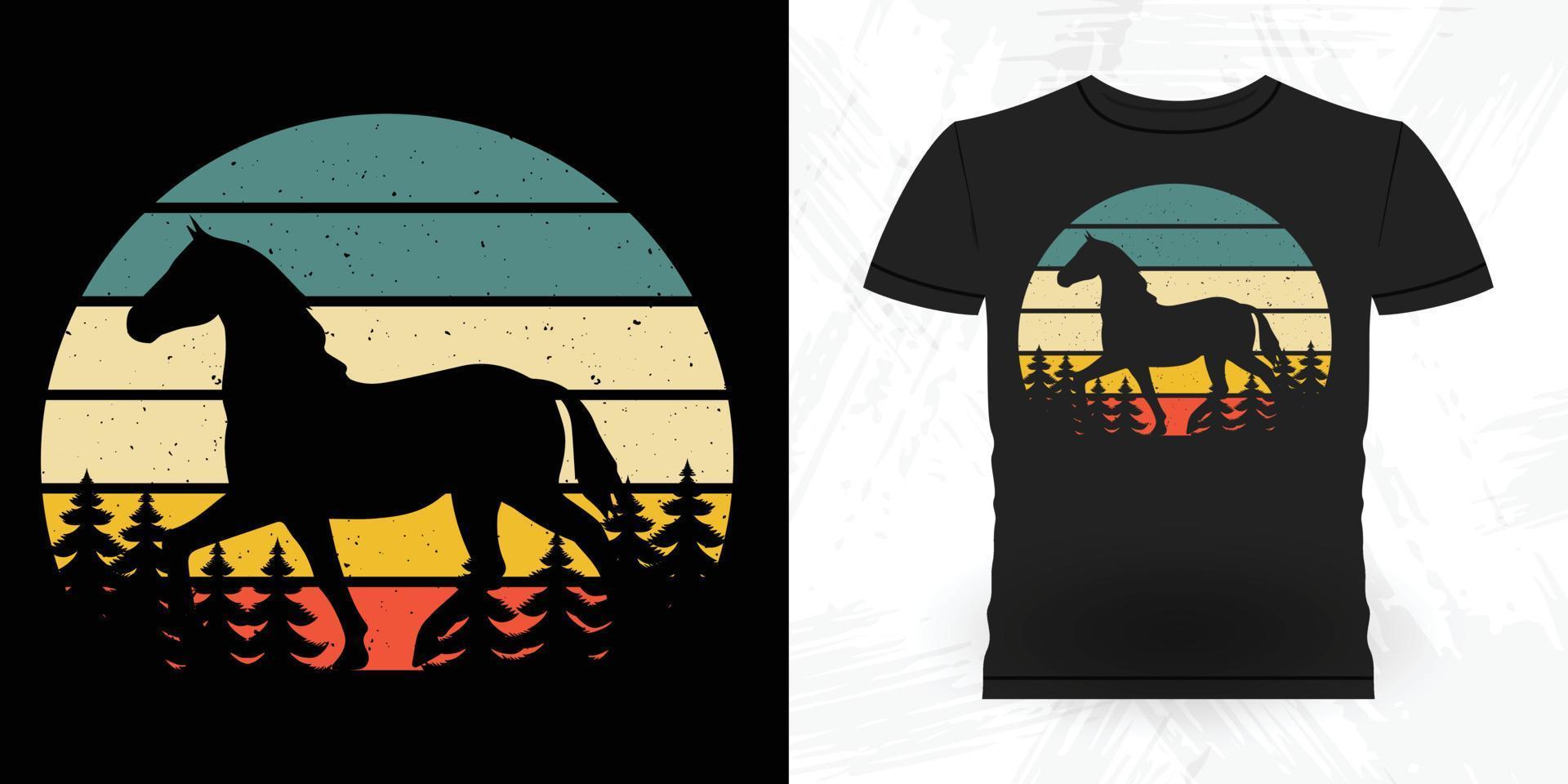 Funny Riding Horse Retro Vintage Horse T-shirt Design vector