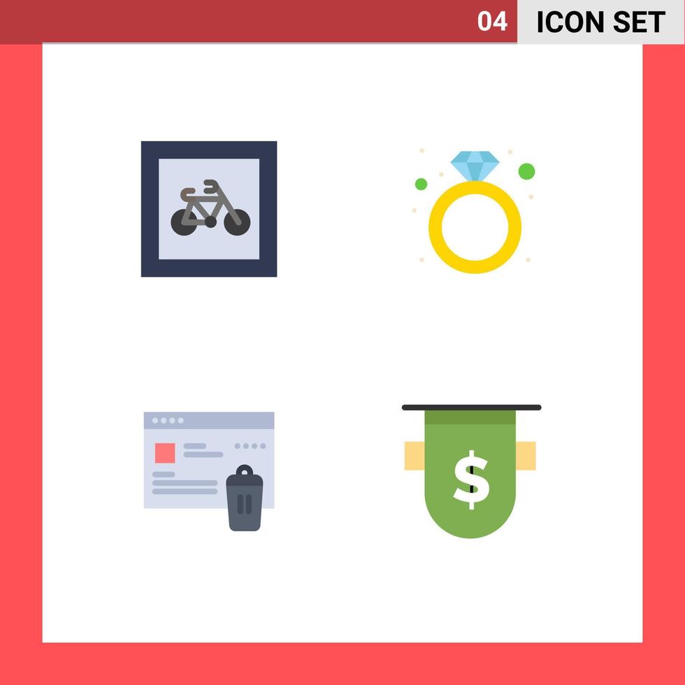 Modern Set of 4 Flat Icons and symbols such as car gdpr transport present been Editable Vector Design Elements