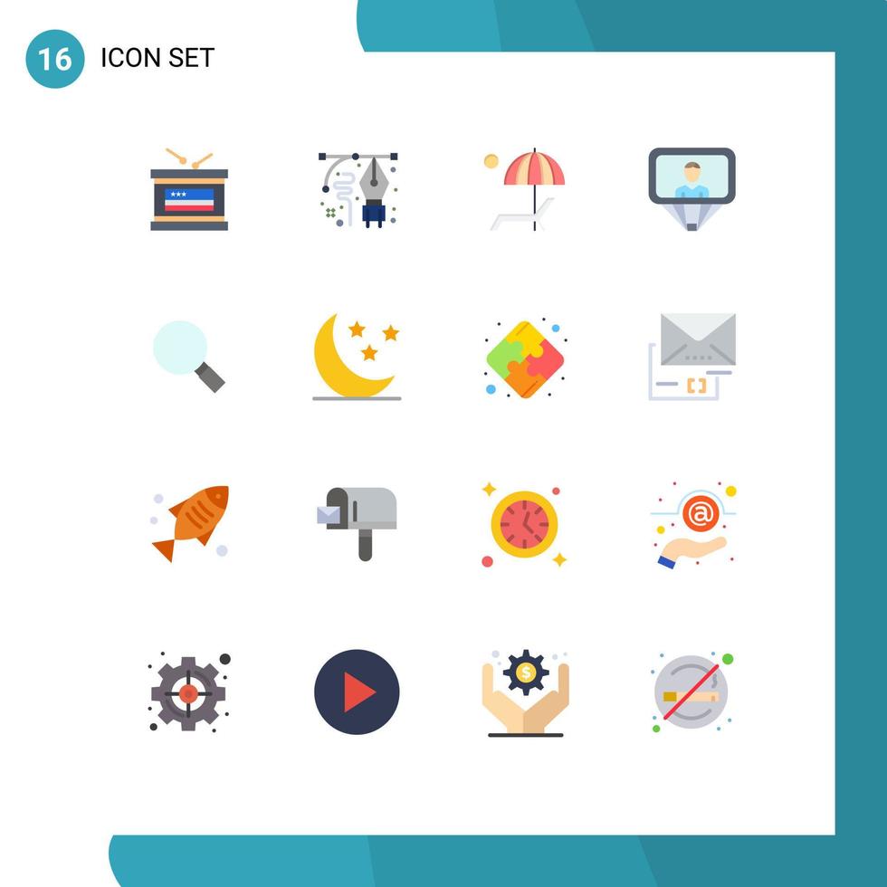 Modern Set of 16 Flat Colors Pictograph of login profile pencil user enjoy Editable Pack of Creative Vector Design Elements