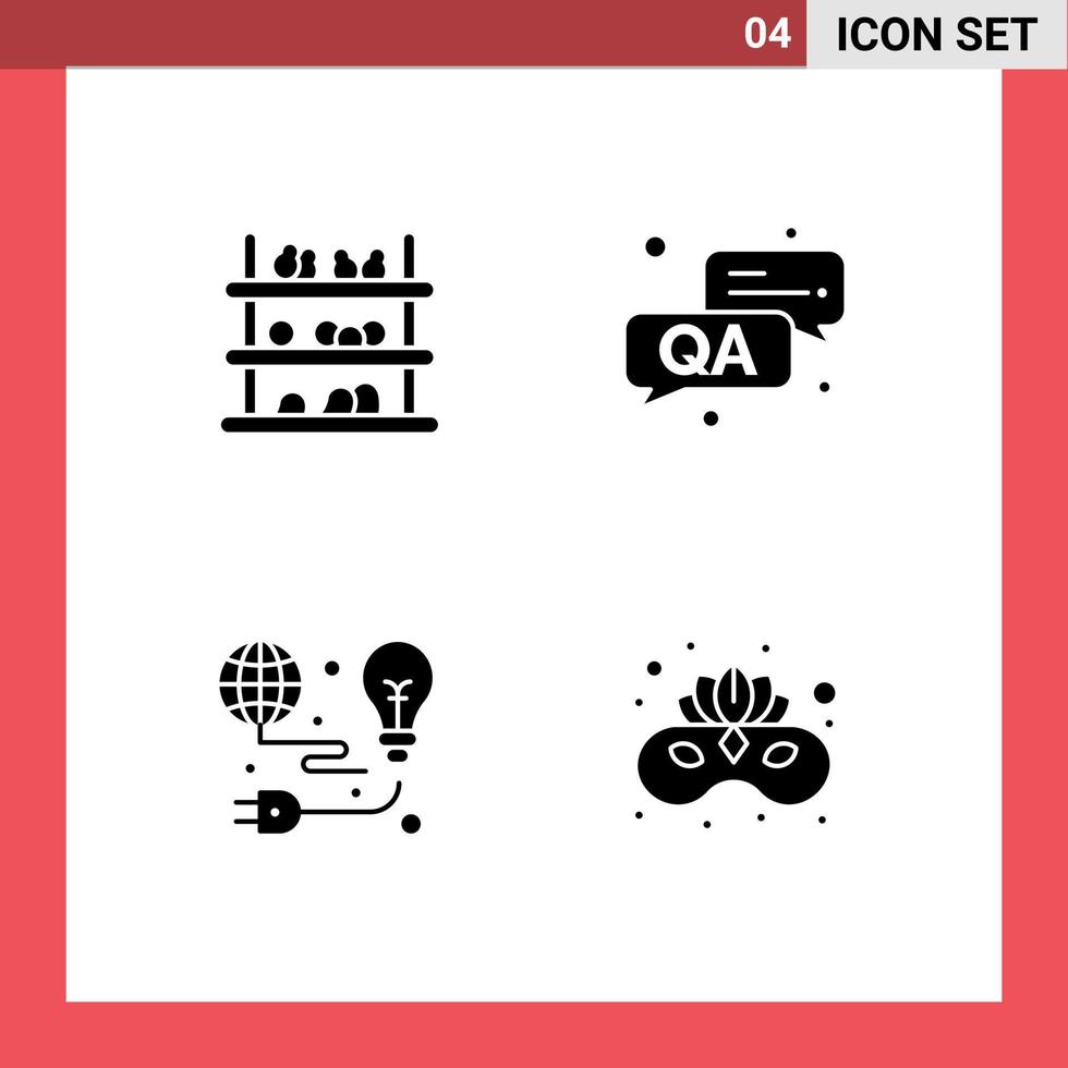 Universal Icon Symbols Group of 4 Modern Solid Glyphs of grocery light fruit question bulb Editable Vector Design Elements