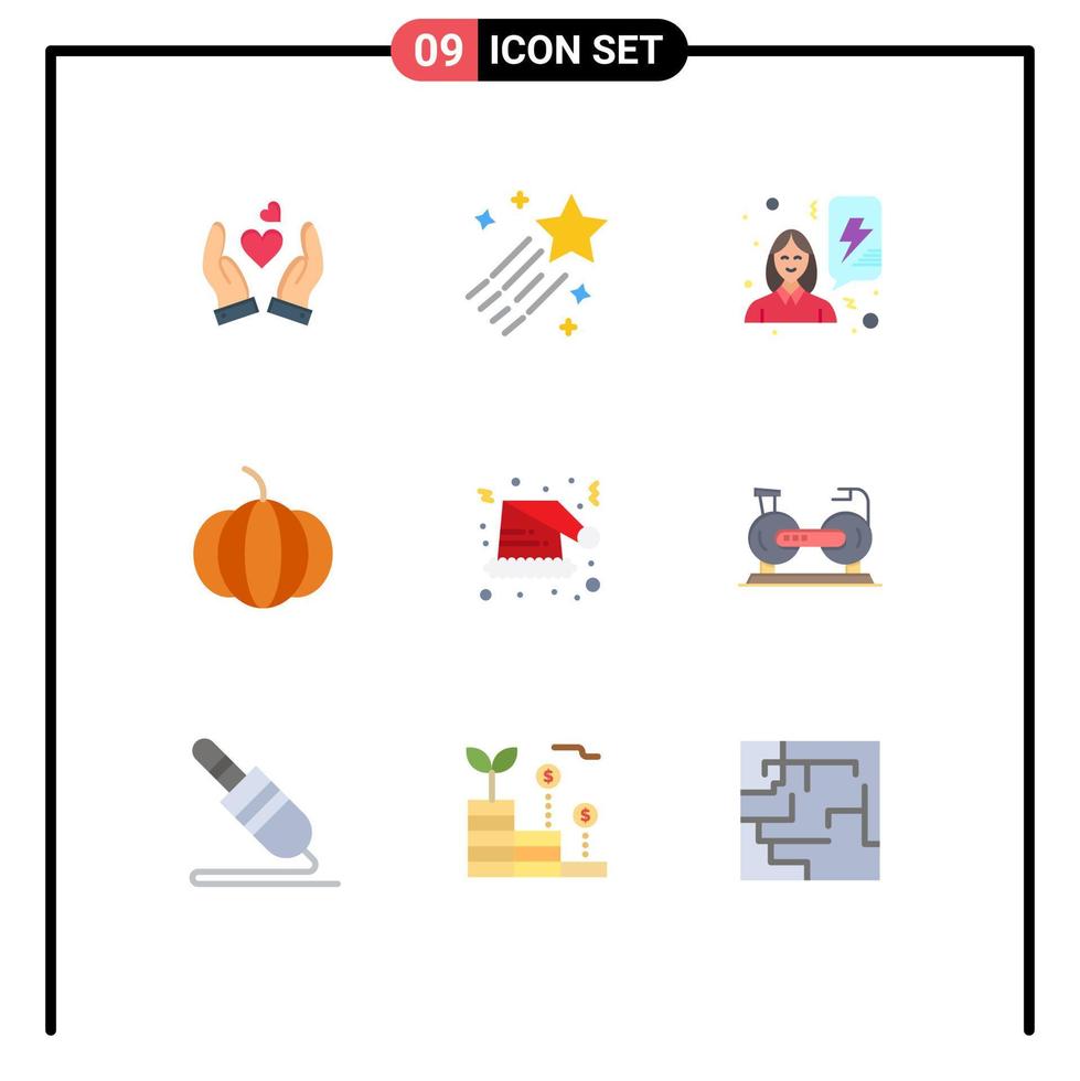 Modern Set of 9 Flat Colors and symbols such as xmas hat feminism christmas pumpkin Editable Vector Design Elements