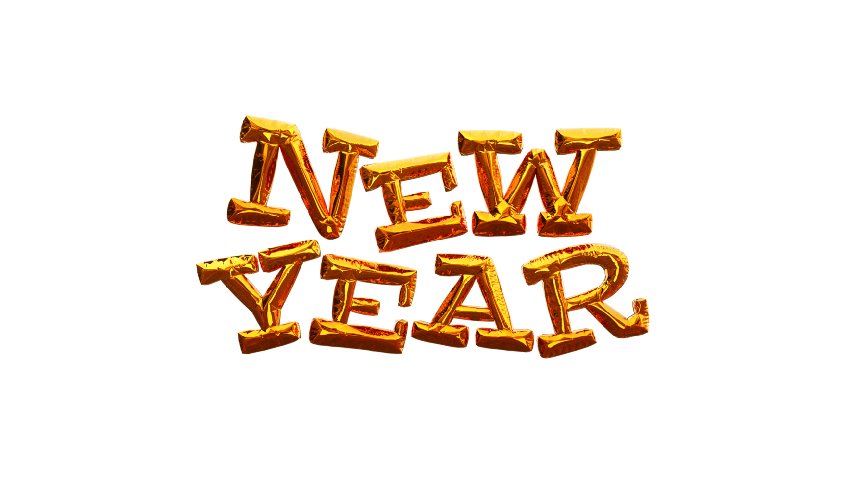 New Year golden 3d text png