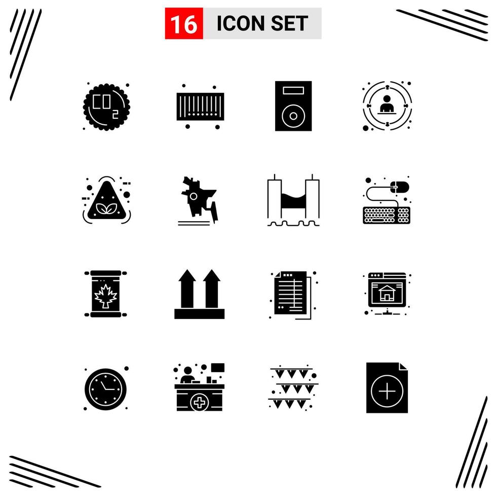 16 Universal Solid Glyphs Set for Web and Mobile Applications eco people electronics network link Editable Vector Design Elements