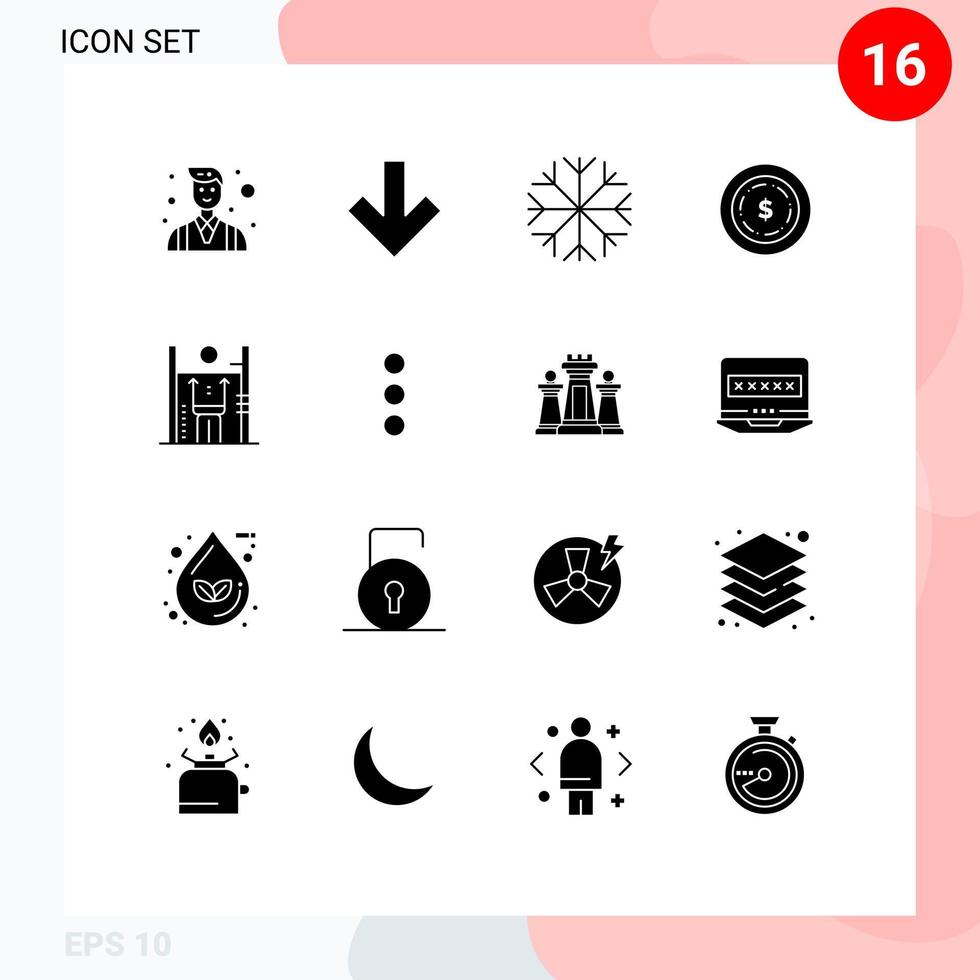 Set of 16 Modern UI Icons Symbols Signs for management human snowflake growth maony Editable Vector Design Elements