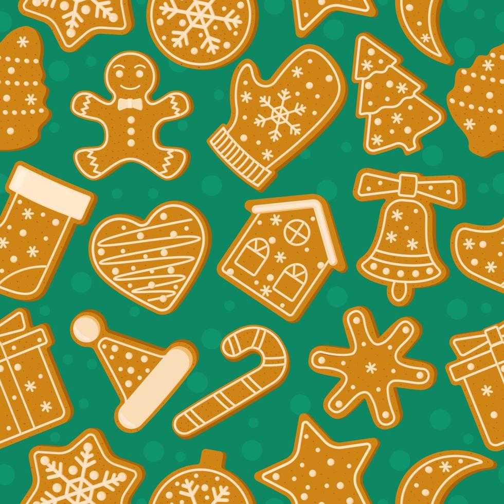 Navidad galletas sin costura patrón.nuevo años fiesta golosinas.vector ilustración. vector