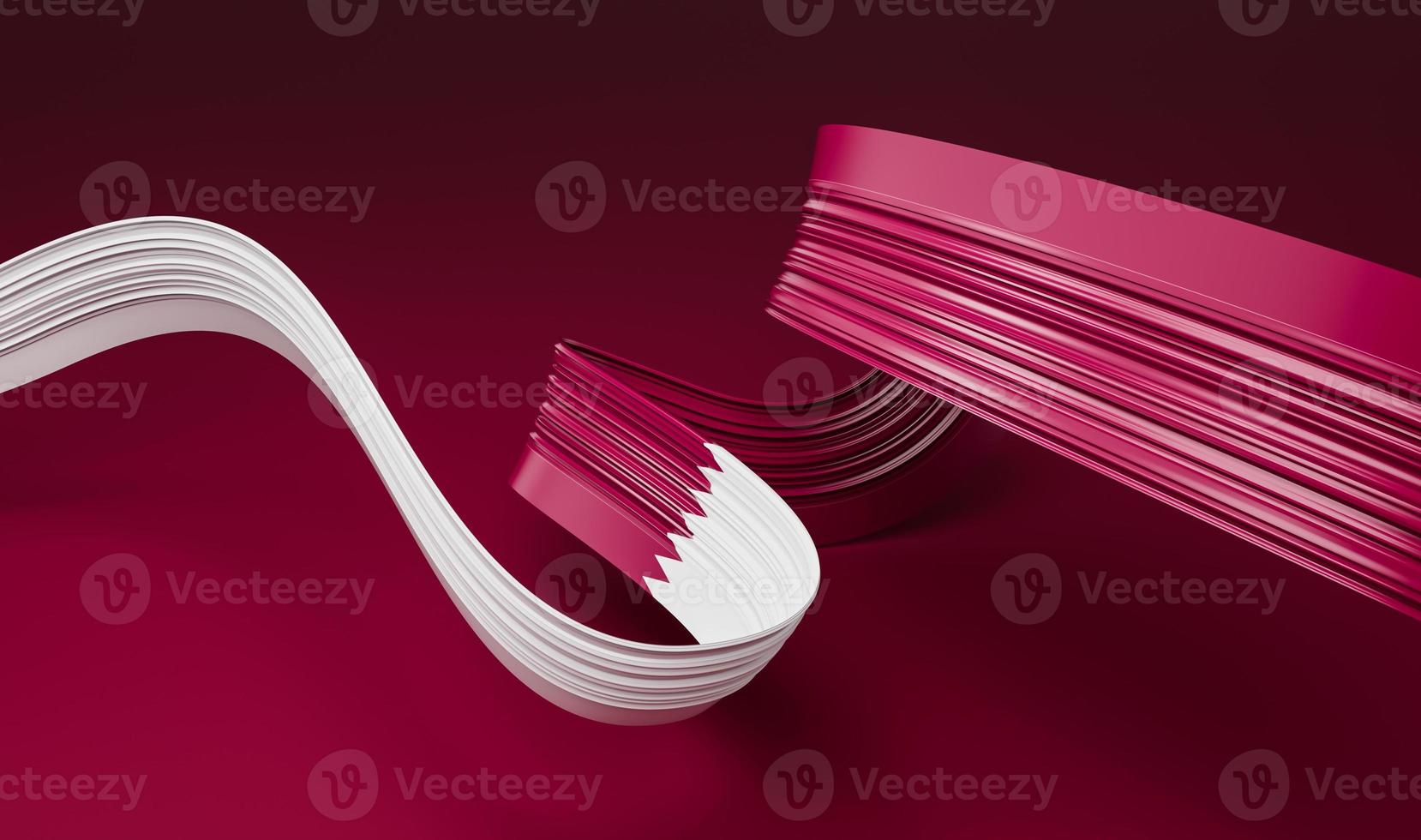 Happy Qatar national day, bent waving ribbon in colors of the Qatar national flag, December the 18th, 3d illustration photo
