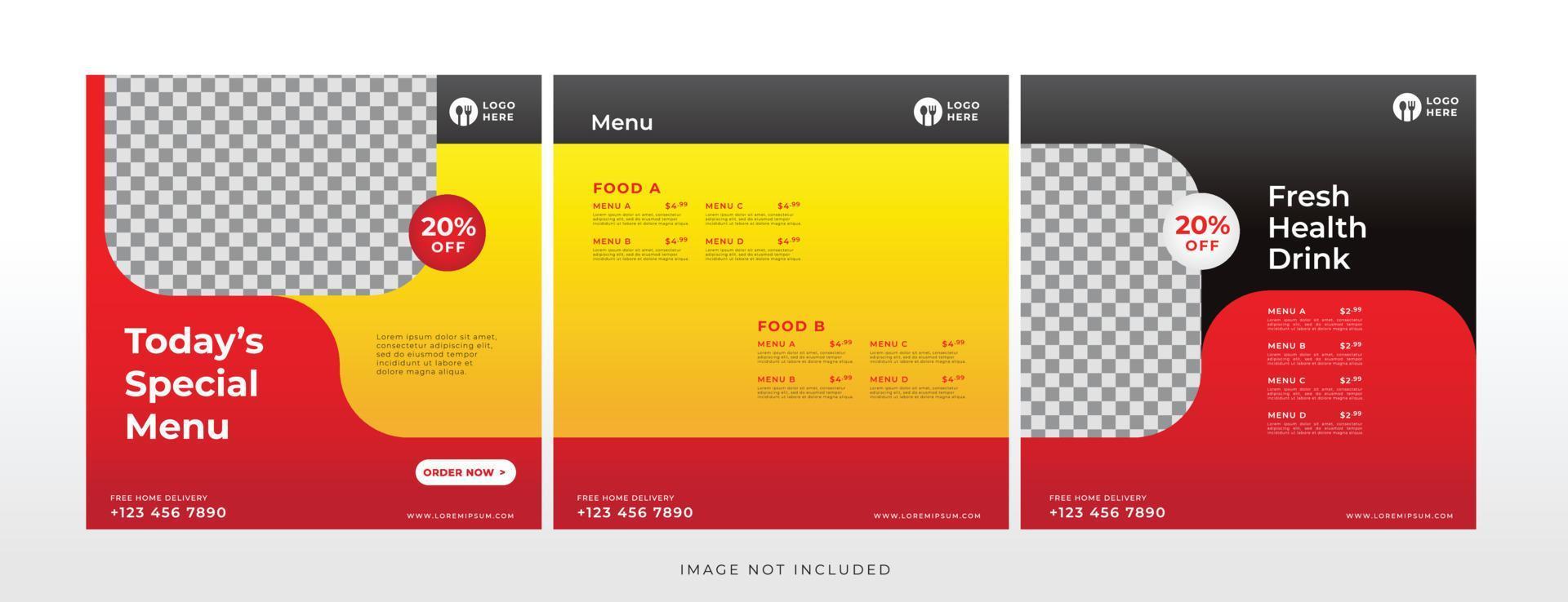 food and drink banner for social media template vector