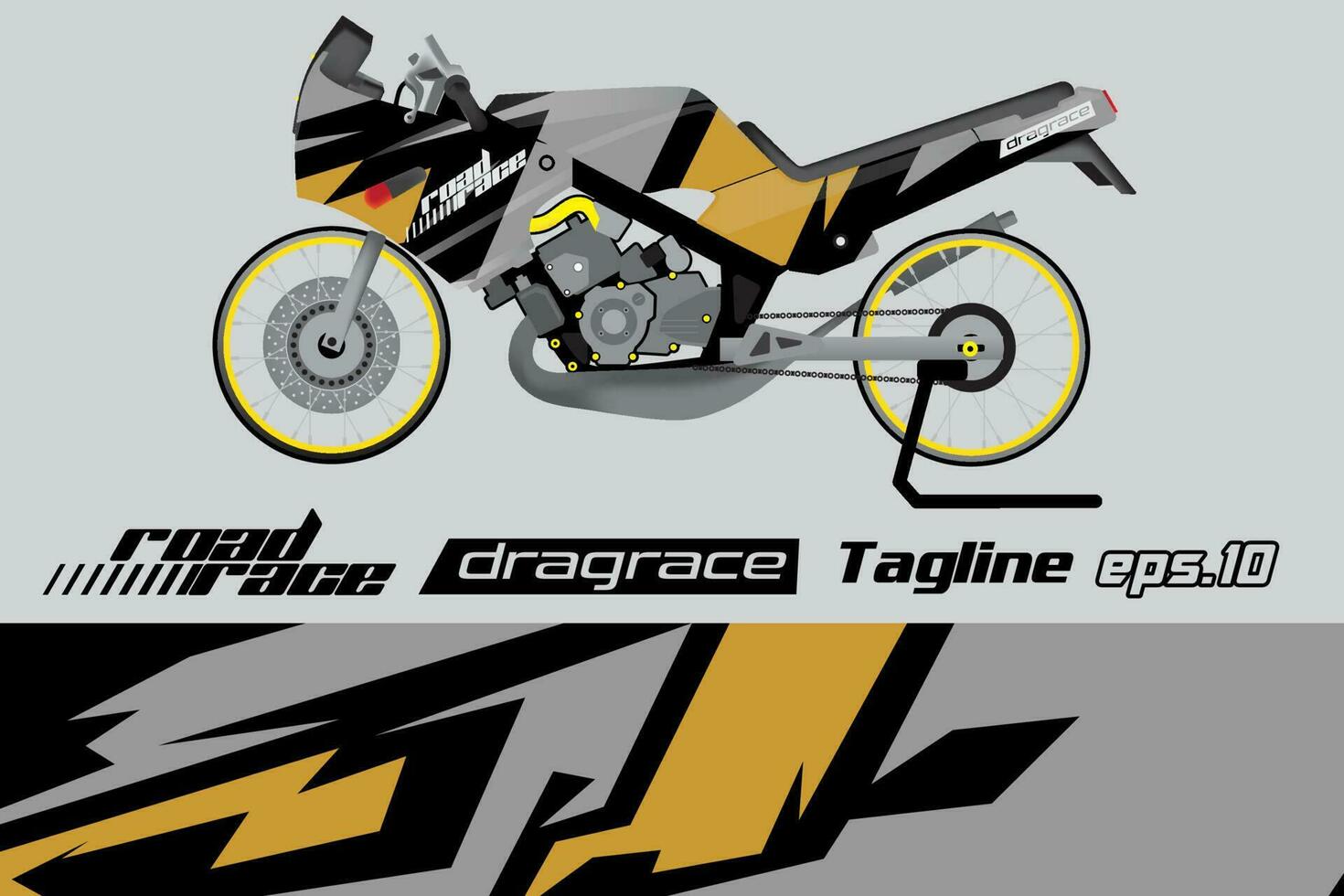 desain pembungkus stiker motor drag racing vektor penuh eps.10 vector