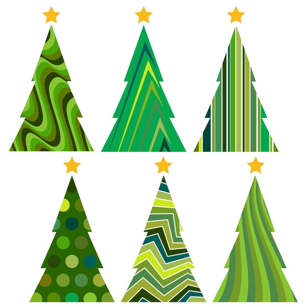 Set of Christmas trees. Isolated vector illustration for Merry Christmas and Happy New Year.
