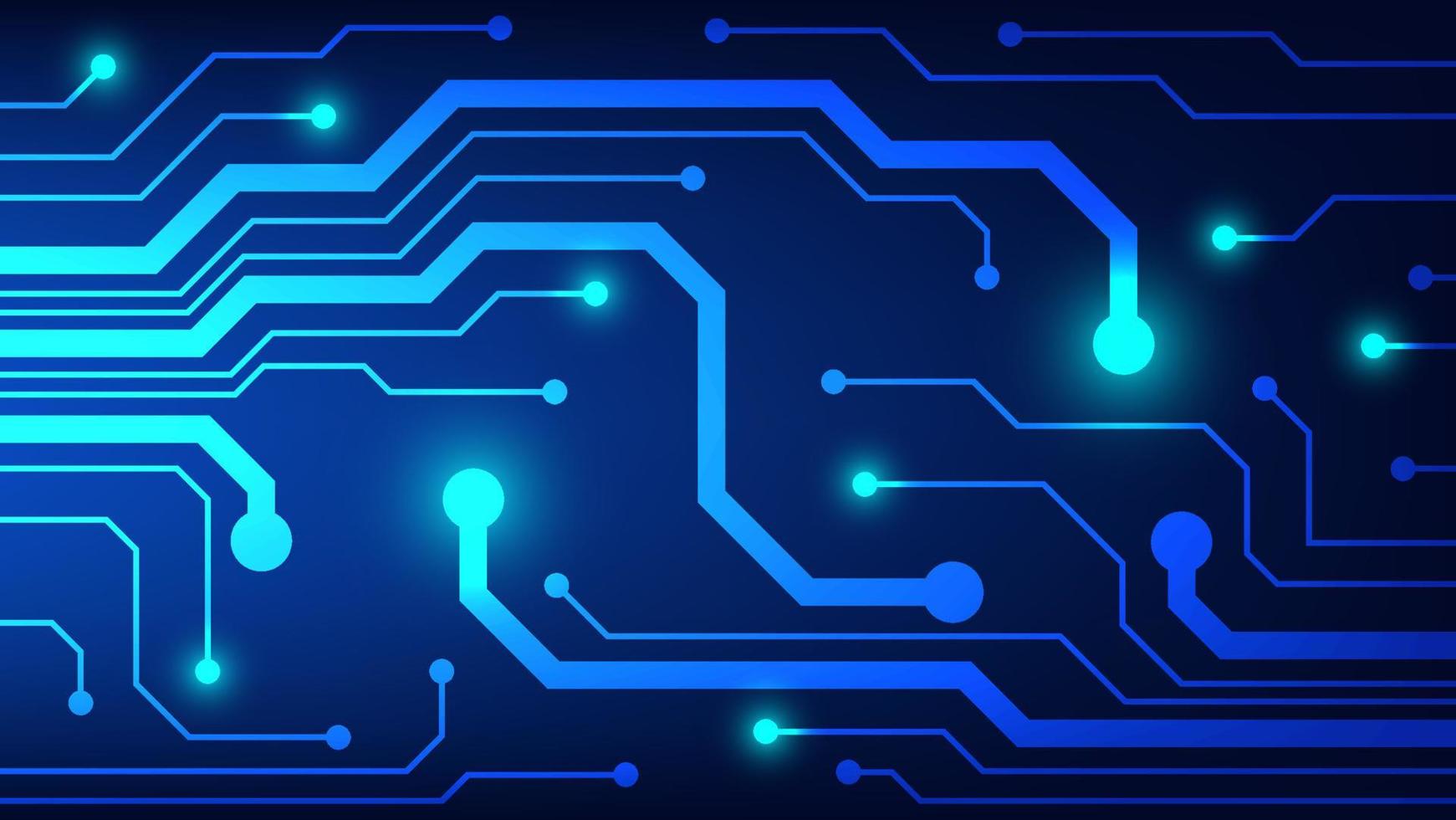 Hi tech digital circuit board. AI pad and electrical lines connected on blue lighting background. futuristic technology design element concept vector