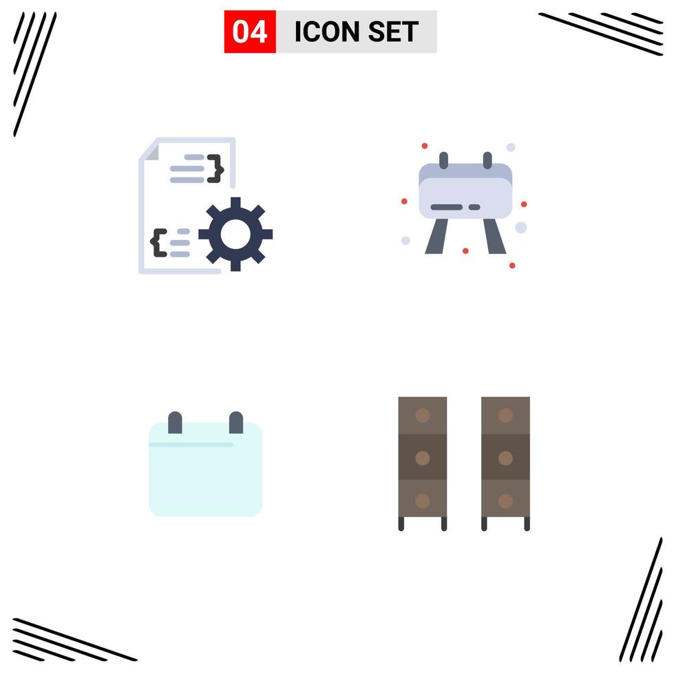 4 Universal Flat Icons Set for Web and Mobile Applications develop date management note draw Editable Vector Design Elements