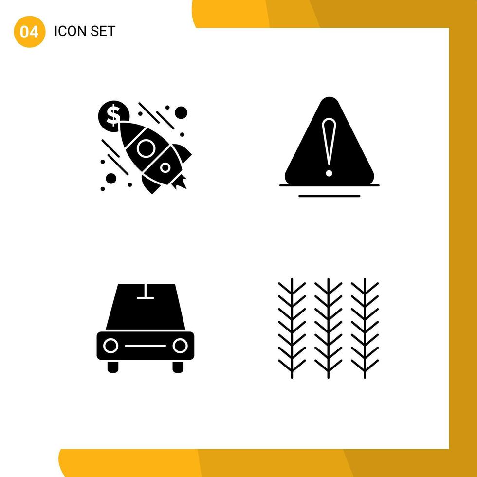 Thematic Vector Solid Glyphs and Editable Symbols of business vehicles money warning cereal Editable Vector Design Elements