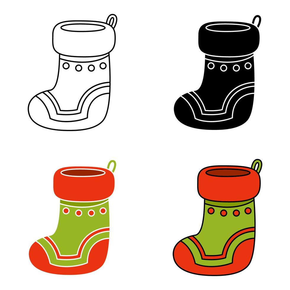 Set of christmas sock in flat style isolated vector