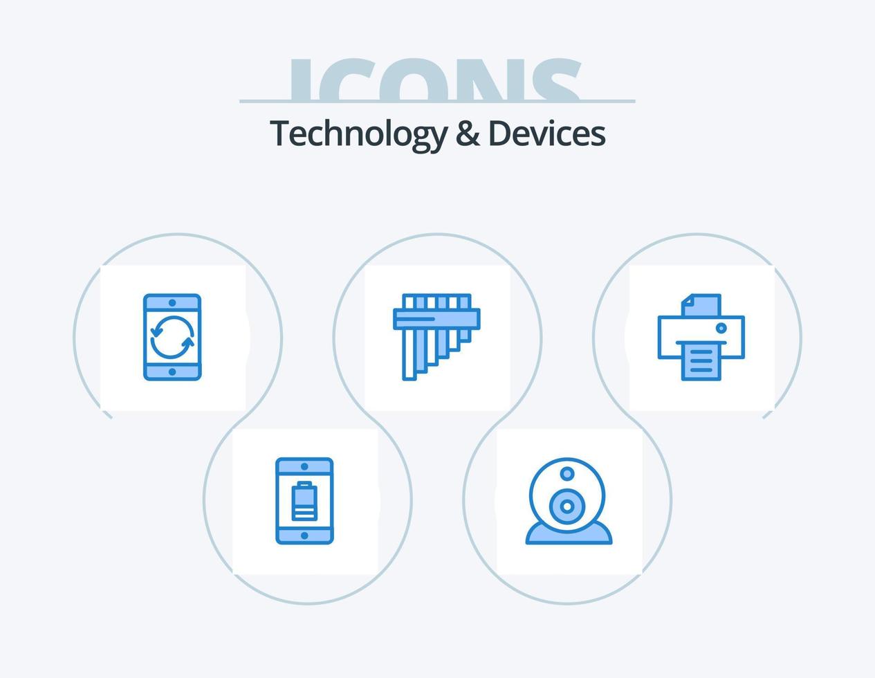 Devices Blue Icon Pack 5 Icon Design. print. pan. arrow. instrument. mobile vector