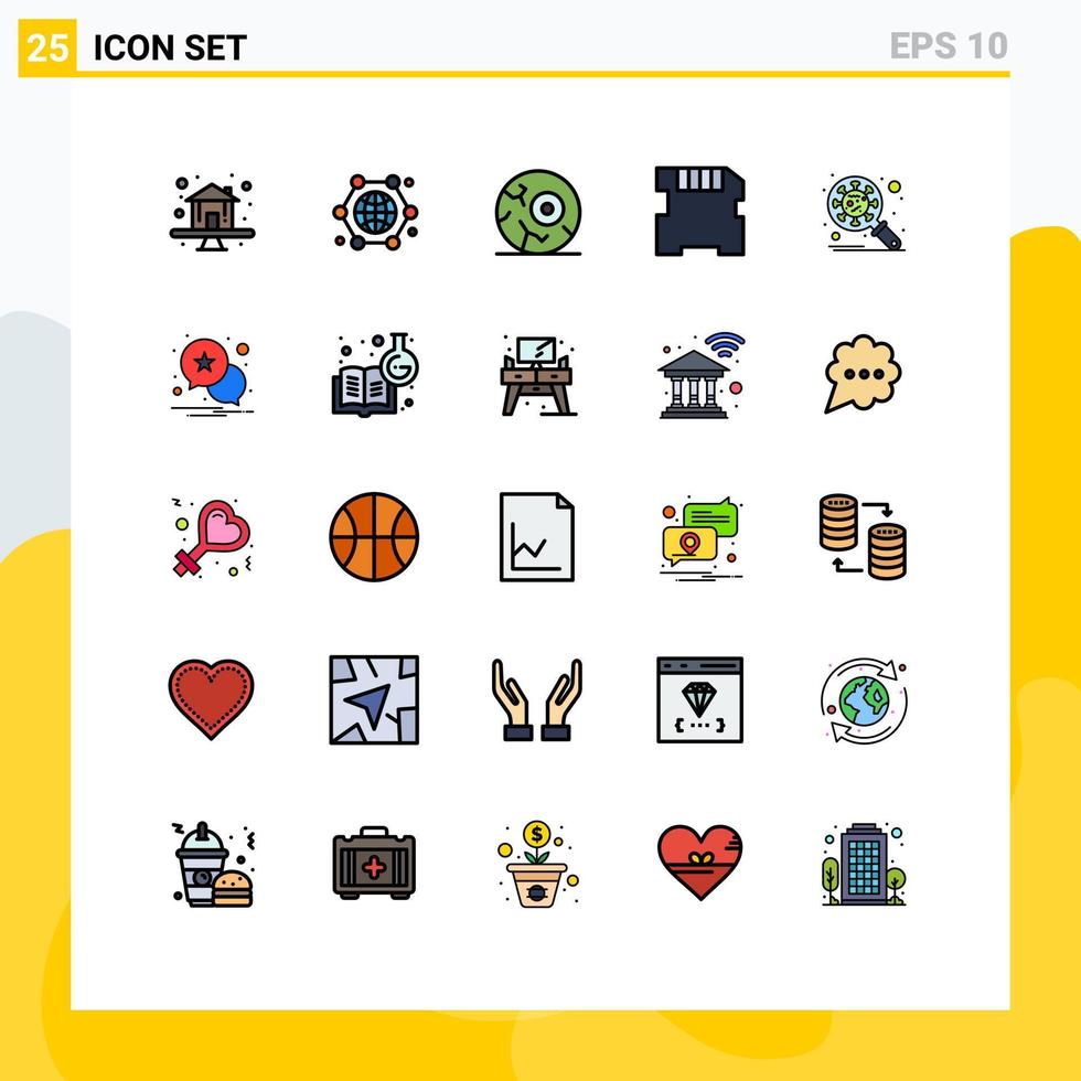 Set of 25 Modern UI Icons Symbols Signs for corona sd internet of things memory space Editable Vector Design Elements