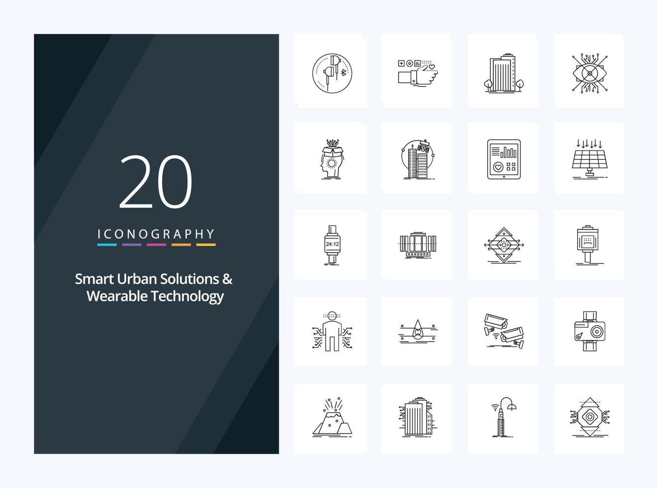 20 Smart Urban Solutions And Wearable Technology Outline icon for presentation vector