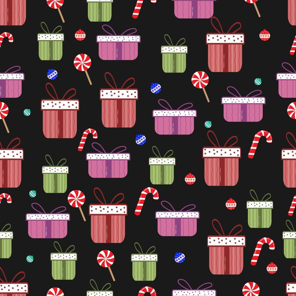 seamless christmas pattern with gifts vector