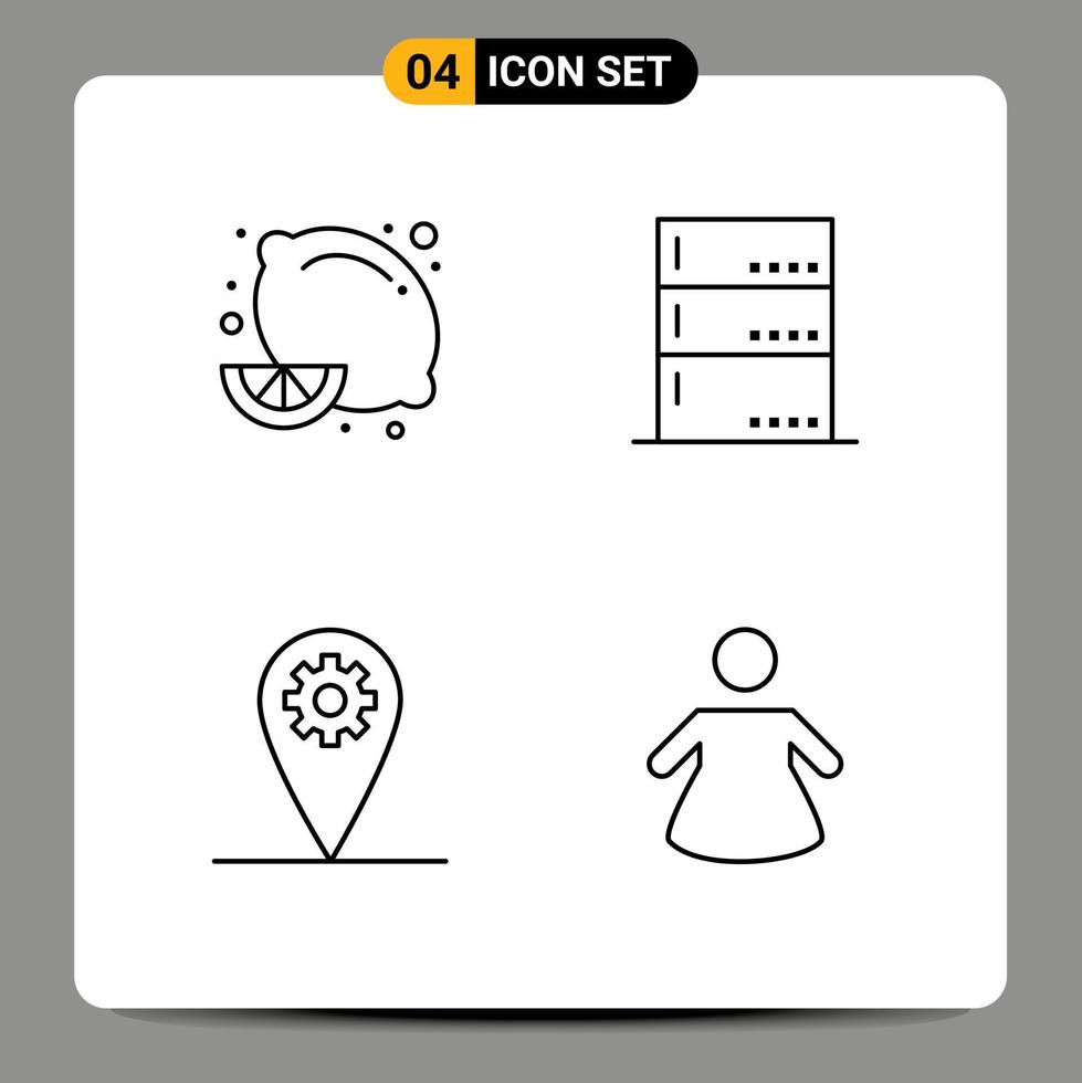 Line Pack of 4 Universal Symbols of citrus fruit geo lemon fruit devices people Editable Vector Design Elements