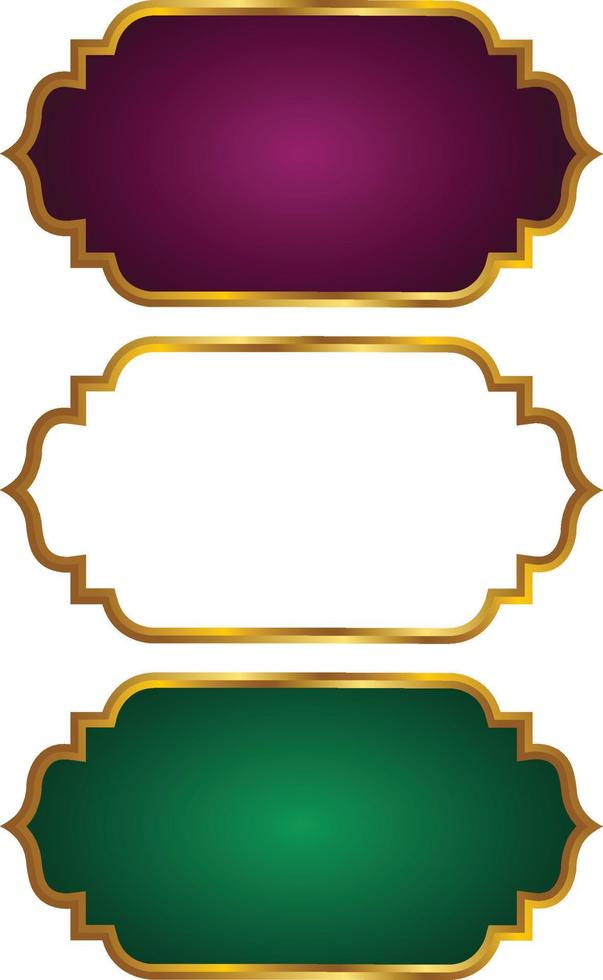 conjunto de marco de título de banner islámico árabe dorado de lujo png fondo transparente cuadro de texto dorado imágenes de diseño vectorial vector