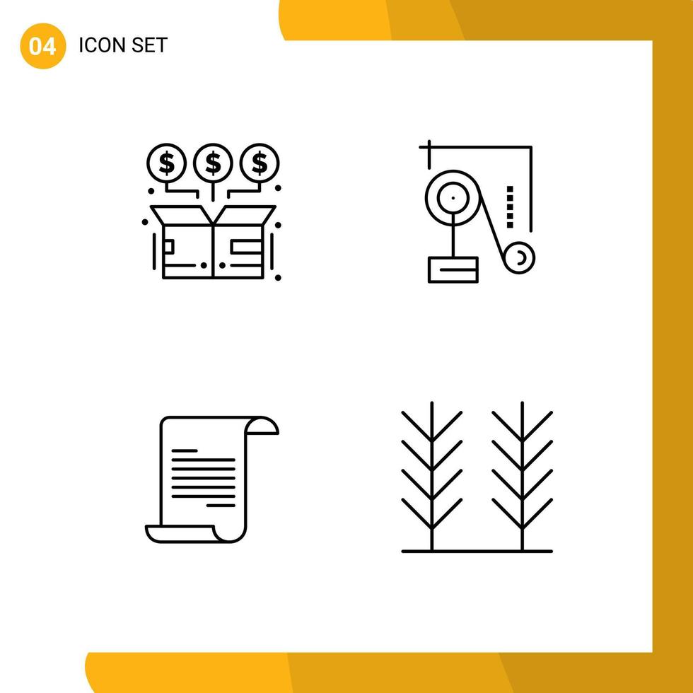 4 Line concept for Websites Mobile and Apps box file money physics greece Editable Vector Design Elements