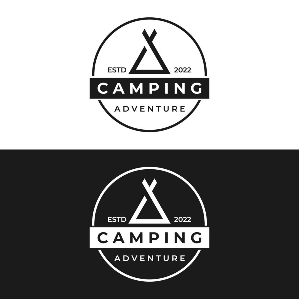 Vintage and retro outdoor camping or camping tent template logo With Vintage and retro outdoor camping or camping tent template logo With