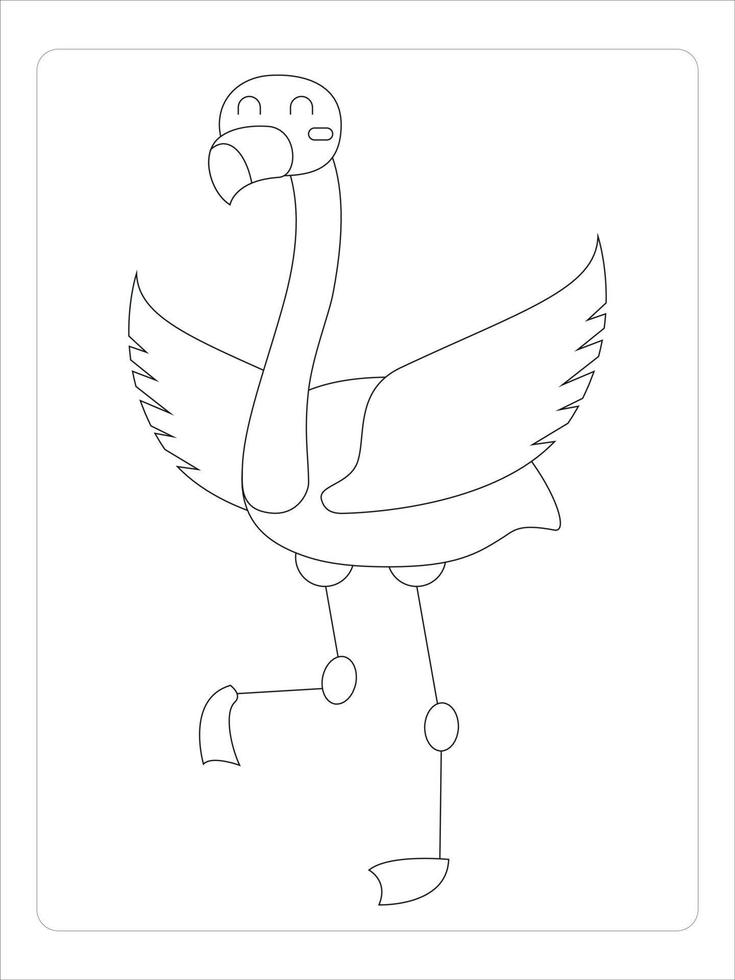 flamingo coloring-page for kids bay art line vector