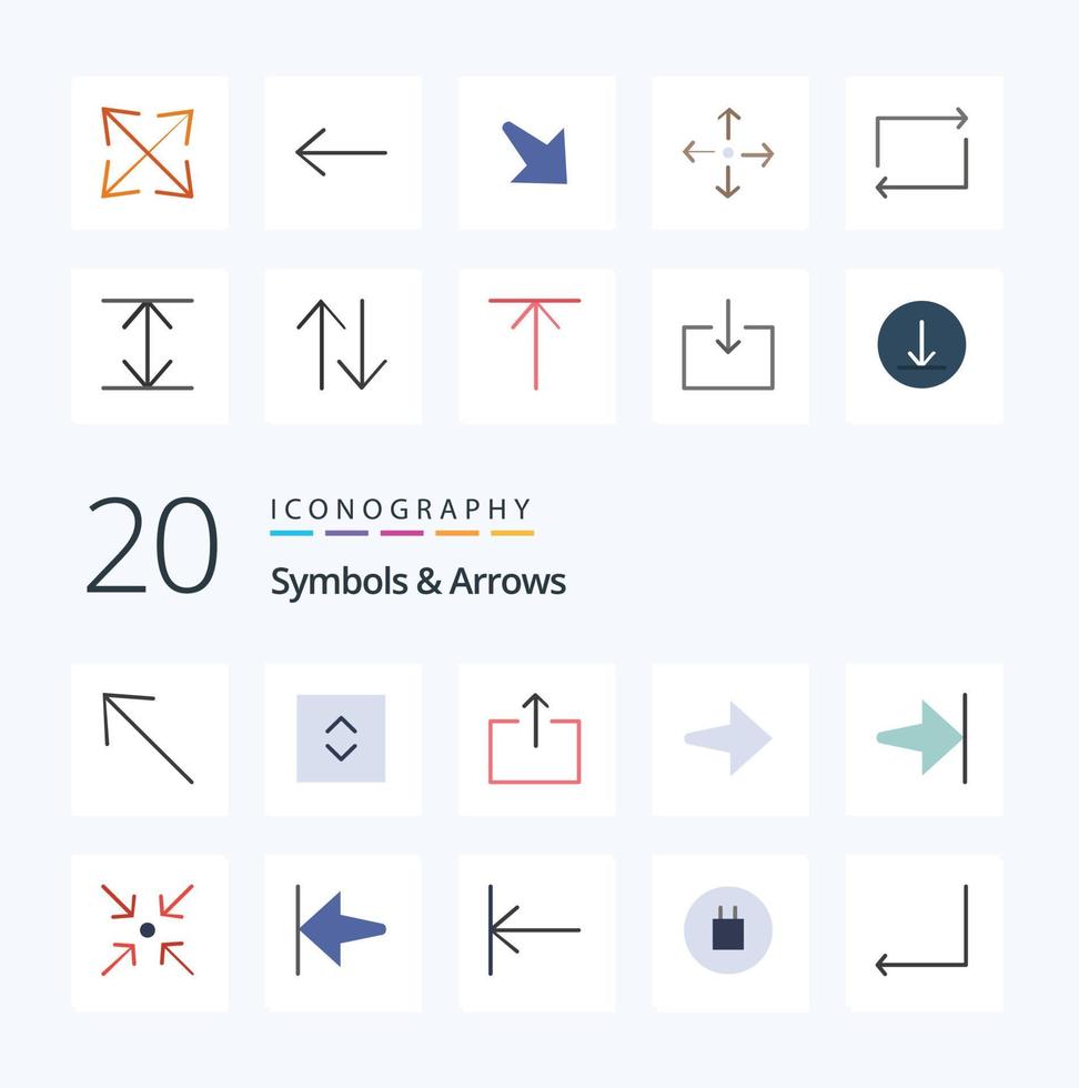 20 Symbols  Arrows Flat Color icon Pack like arrow collapse send arrow end vector