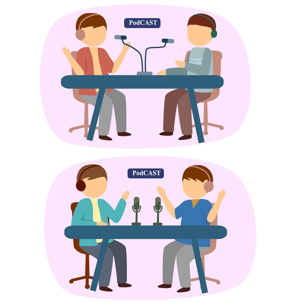 Podcast interview flat design illustration vector