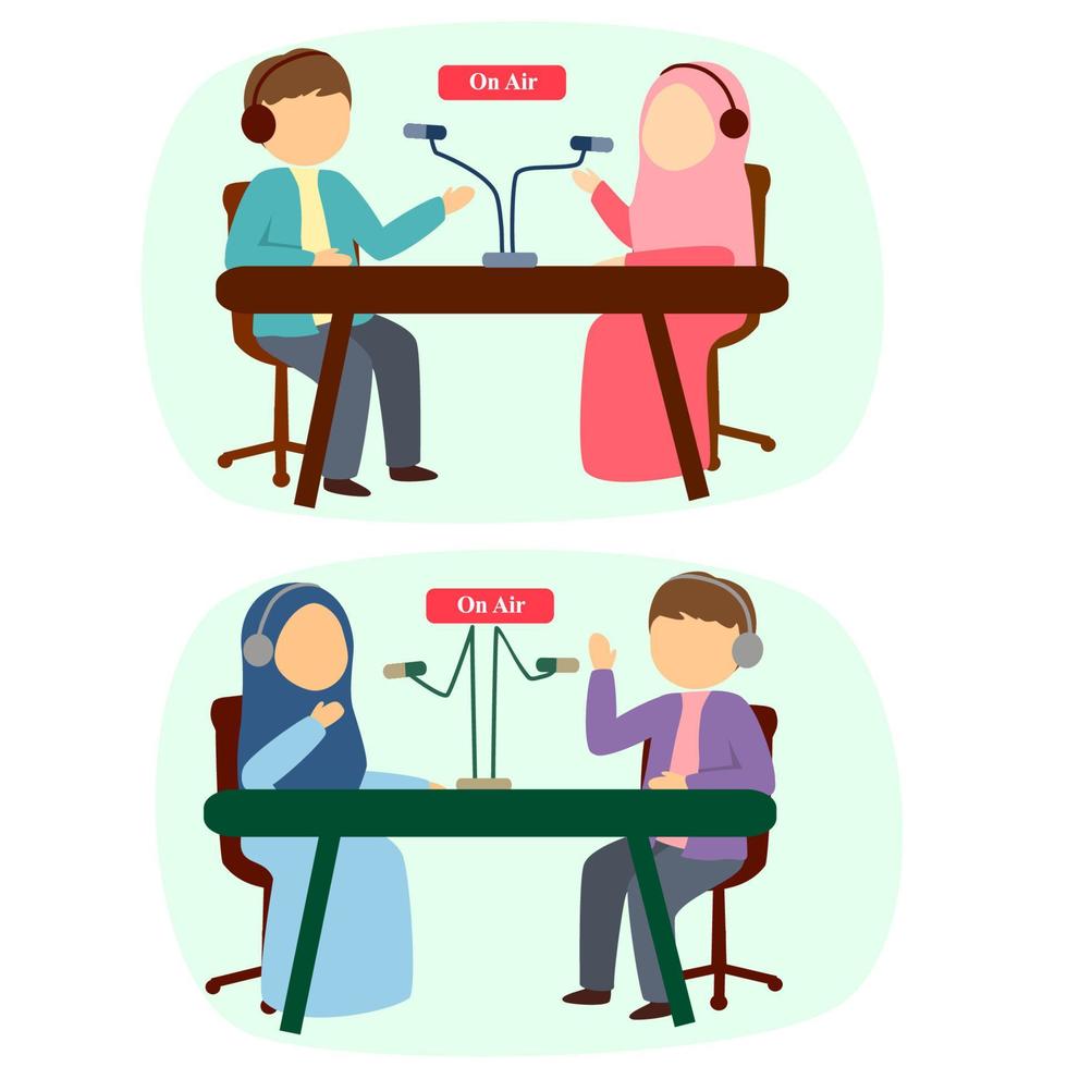 Podcast interview flat design illustration vector