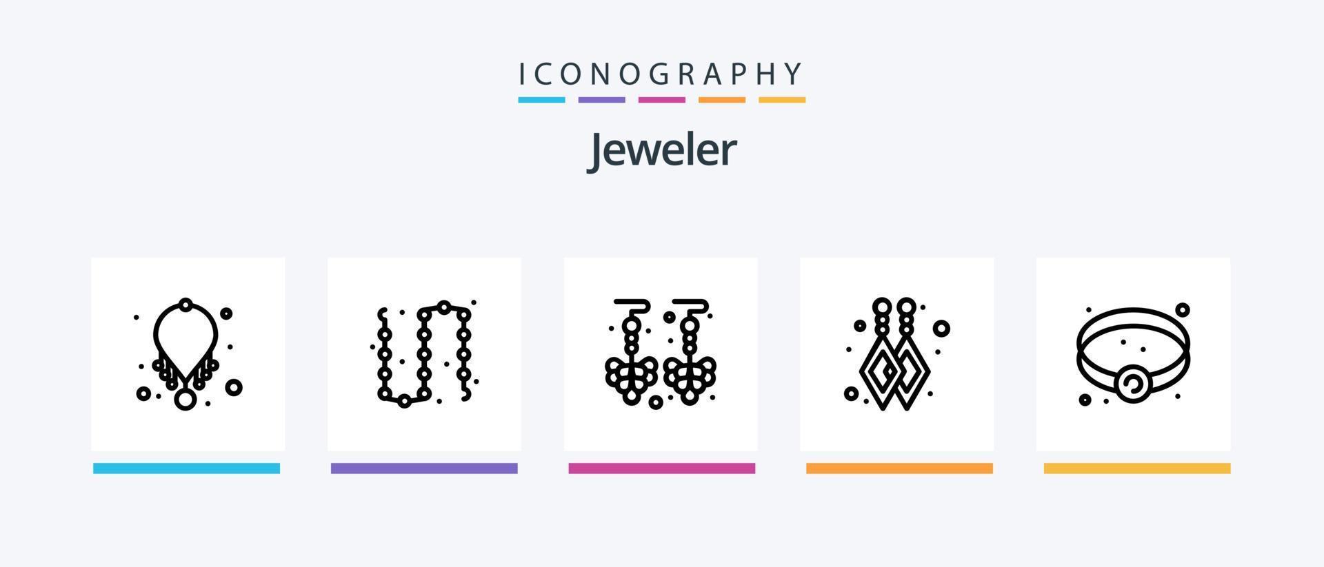 Jewellery Line 5 Icon Pack Including jewel. bracelet. luxury. research. diamond. Creative Icons Design vector