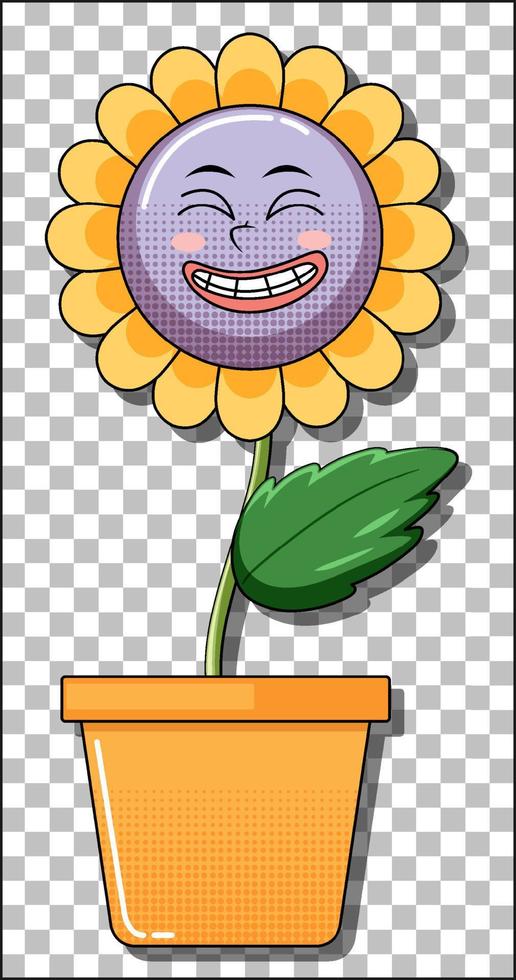 personaje de dibujos animados de flores en maceta vector