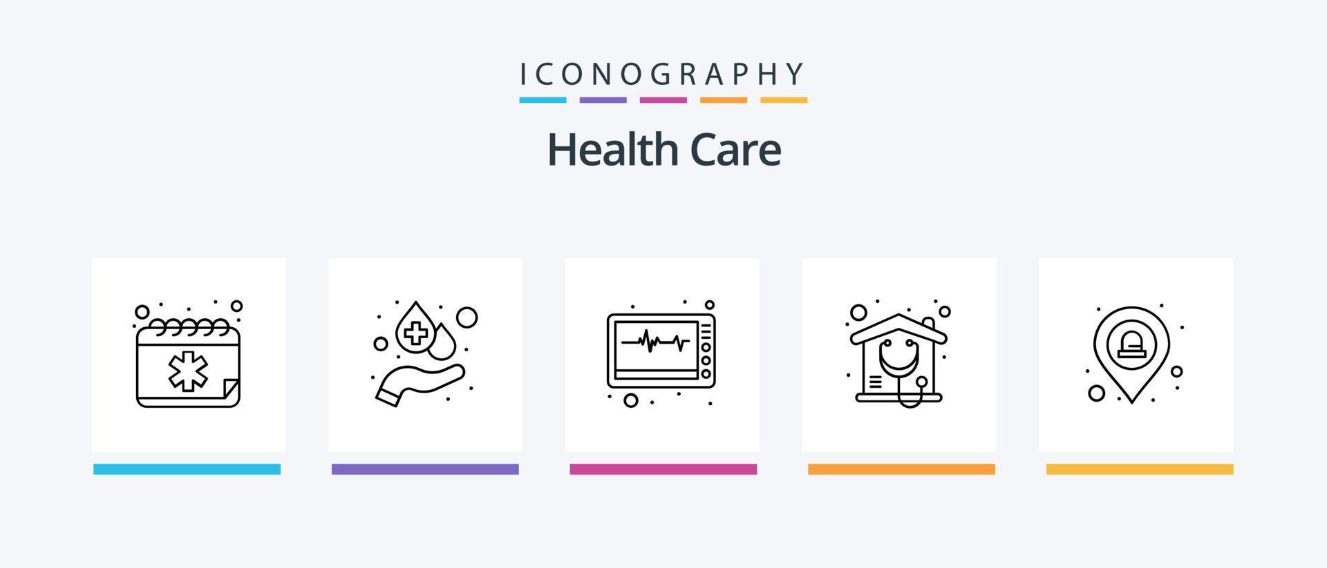 salud cuidado línea 5 5 icono paquete incluso ojo. tubos diagnóstico. prueba. químico. creativo íconos diseño vector