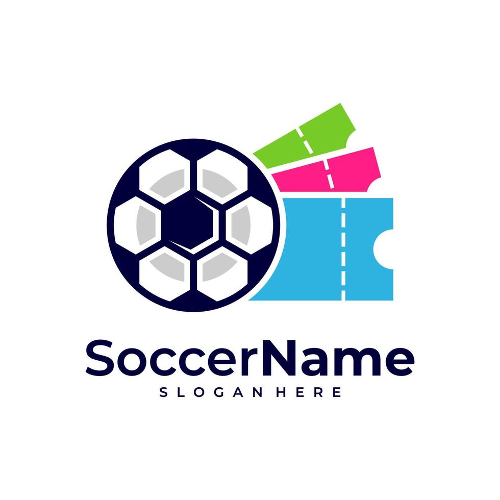 Ticket Soccer logo template, Football logo design vector
