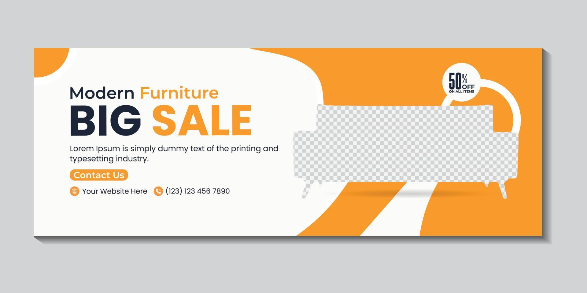 modern furniture sale and Social media cover template vector
