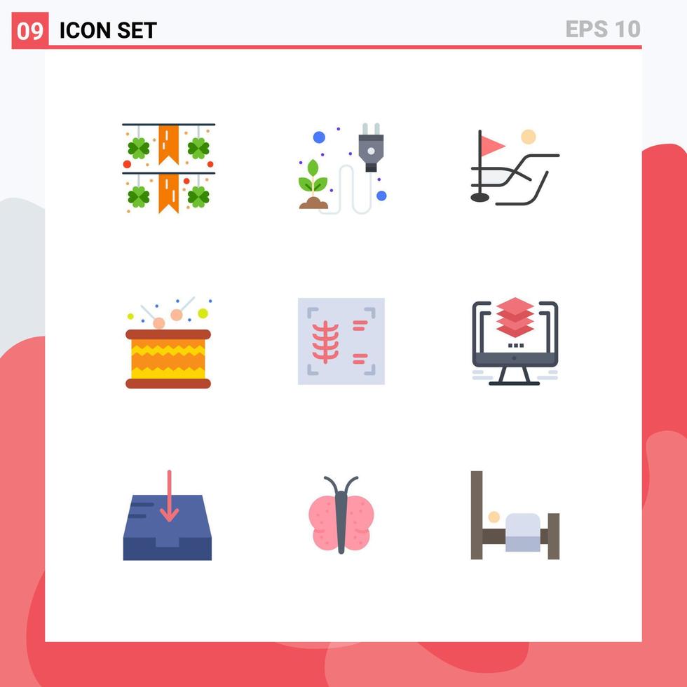 Set of 9 Modern UI Icons Symbols Signs for xray chest ball sound timbrel Editable Vector Design Elements