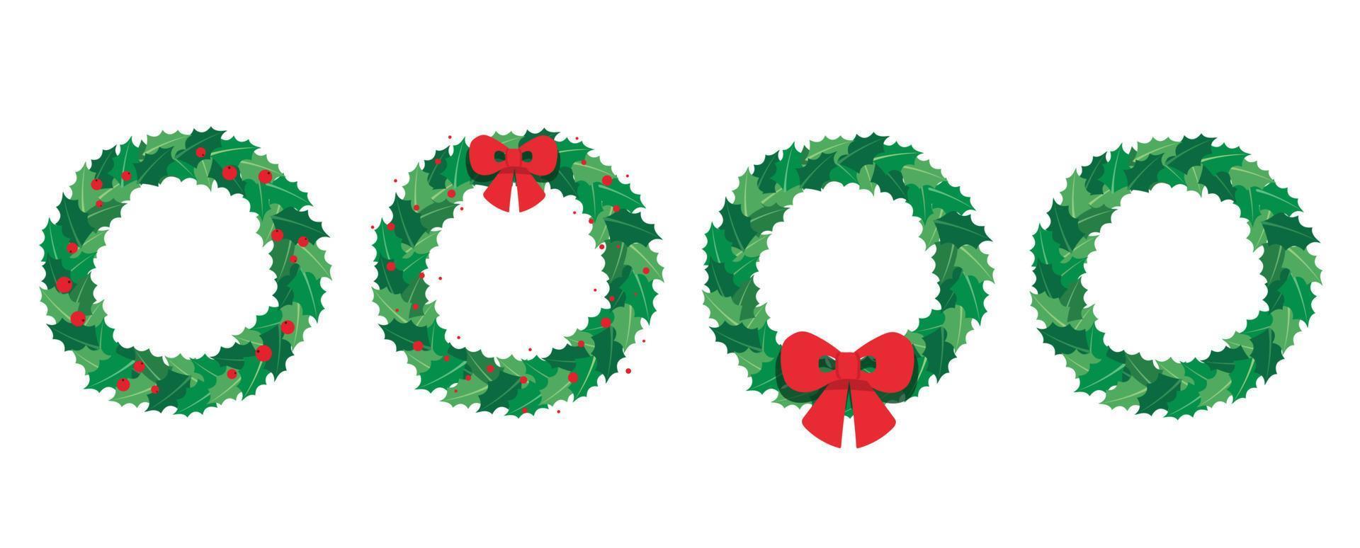 set of Christmas wreath leafs vector illustration