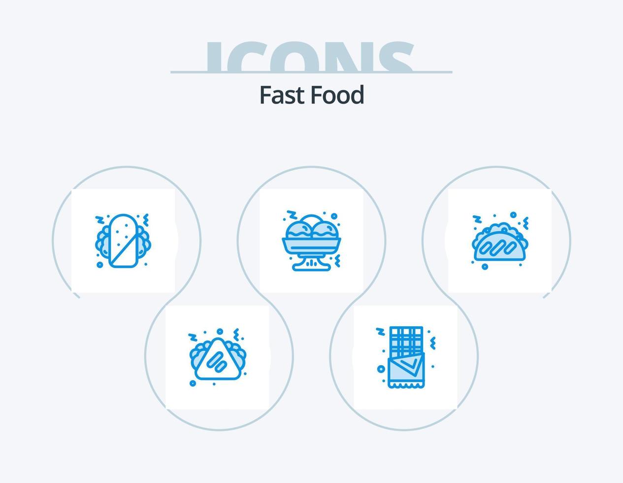 Fast Food Blue Icon Pack 5 Icon Design. . food. fast food. fast food. fast vector