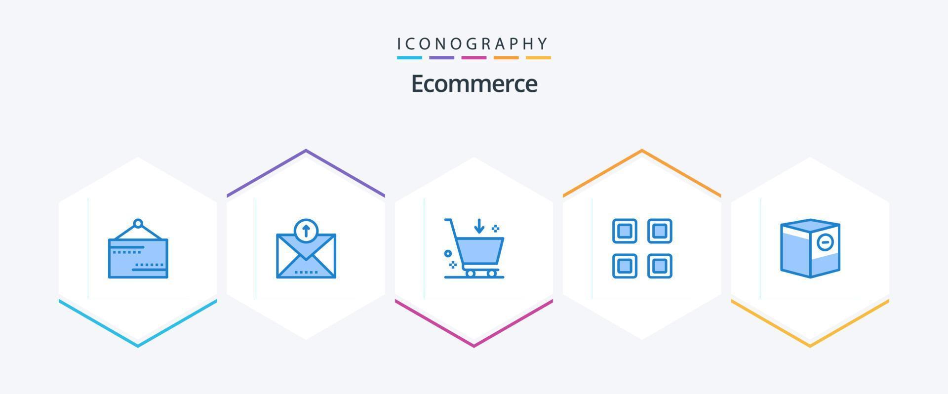 comercio electrónico 25 azul icono paquete incluso comercio. vista. comprar. página. cuadrícula vector