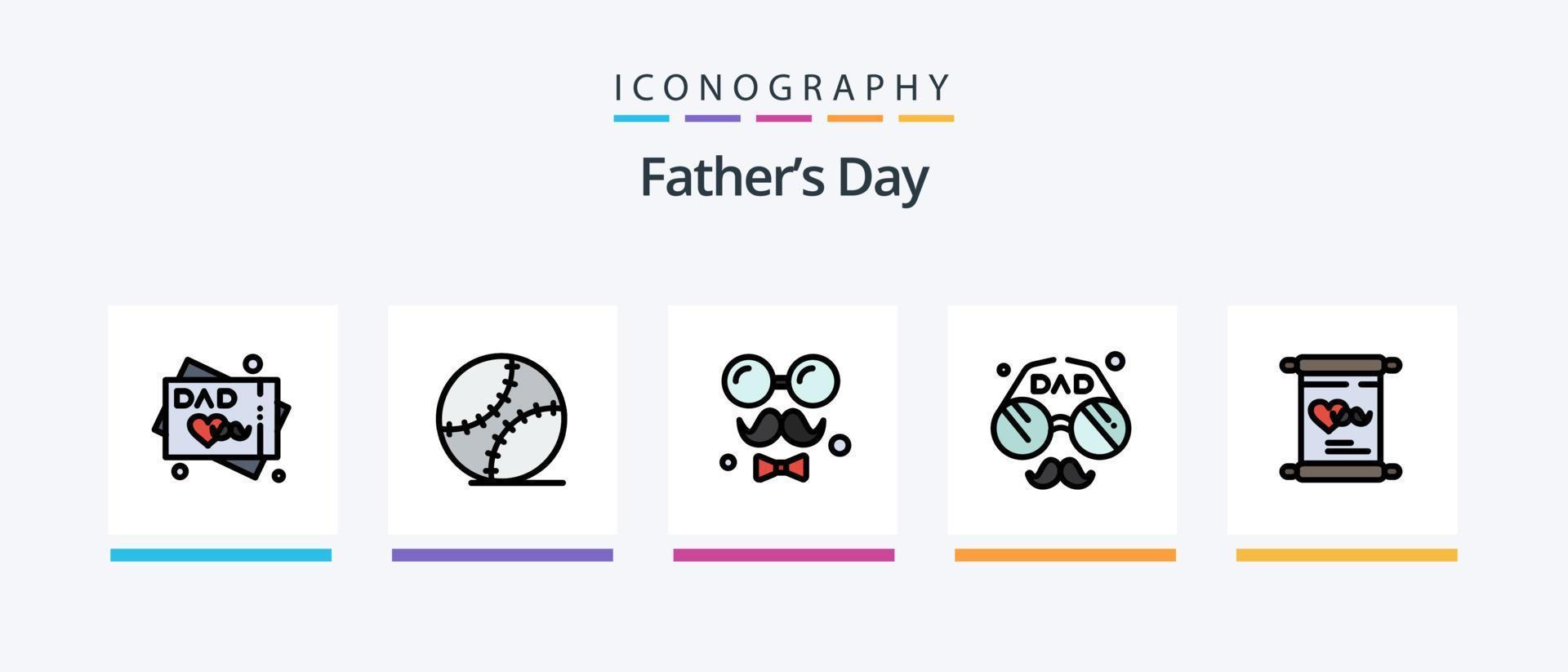 Fathers Day Line Filled 5 Icon Pack Including dad. father. wallet. date.. Creative Icons Design vector