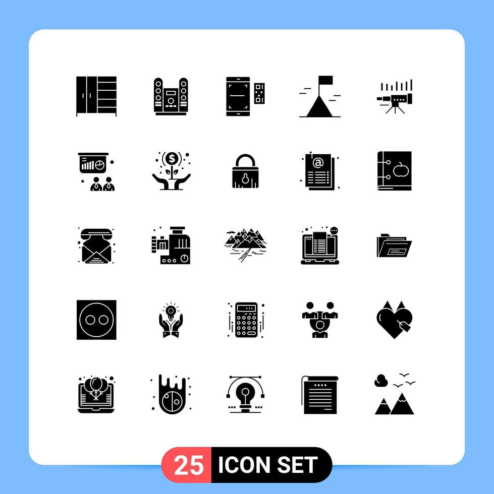 25 Solid Glyph concept for Websites Mobile and Apps forecast telescope qr nature adventure Editable Vector Design Elements
