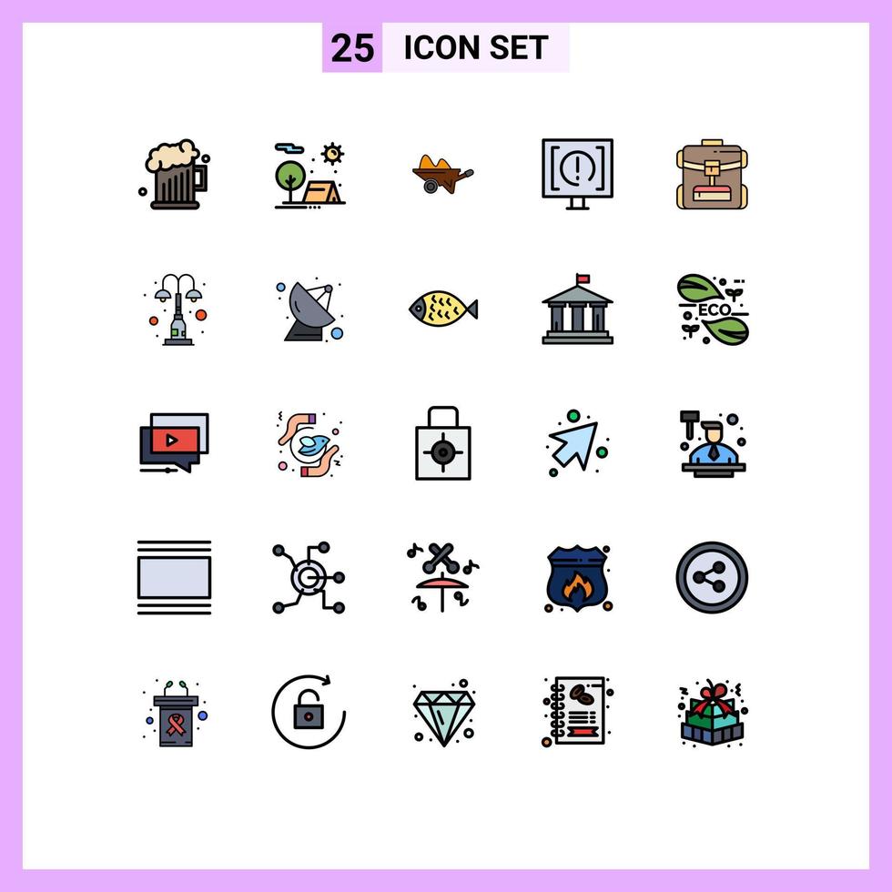 Set of 25 Modern UI Icons Symbols Signs for help contact sun tools garden Editable Vector Design Elements