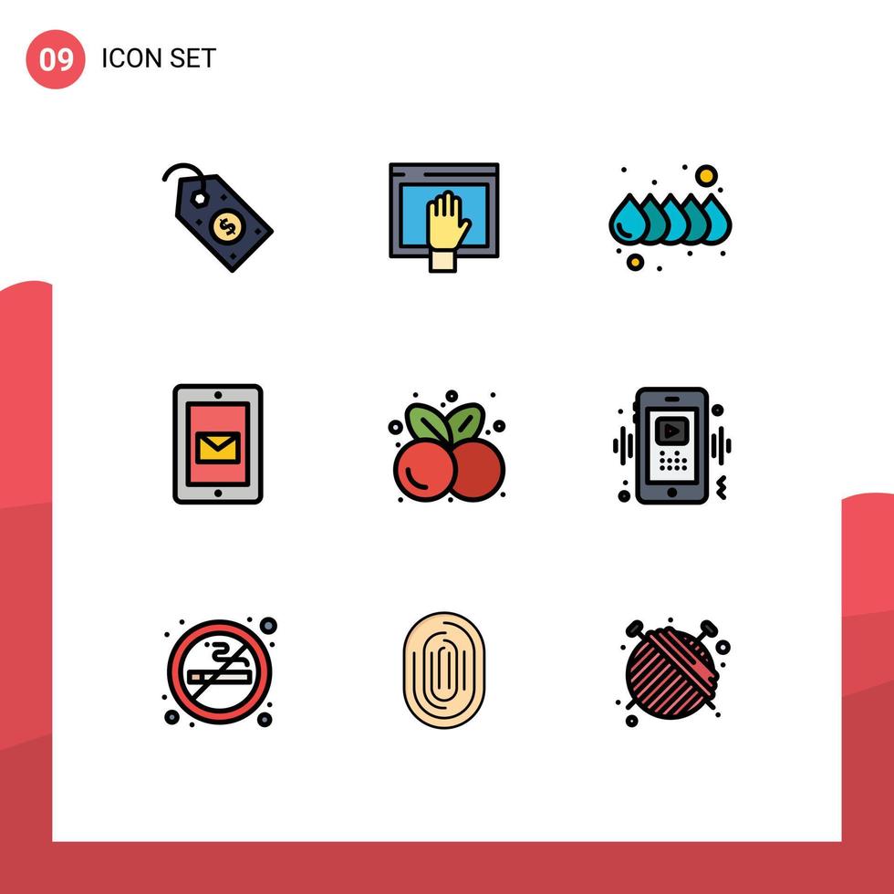 9 Universal Filledline Flat Color Signs Symbols of food support open service mobile Editable Vector Design Elements