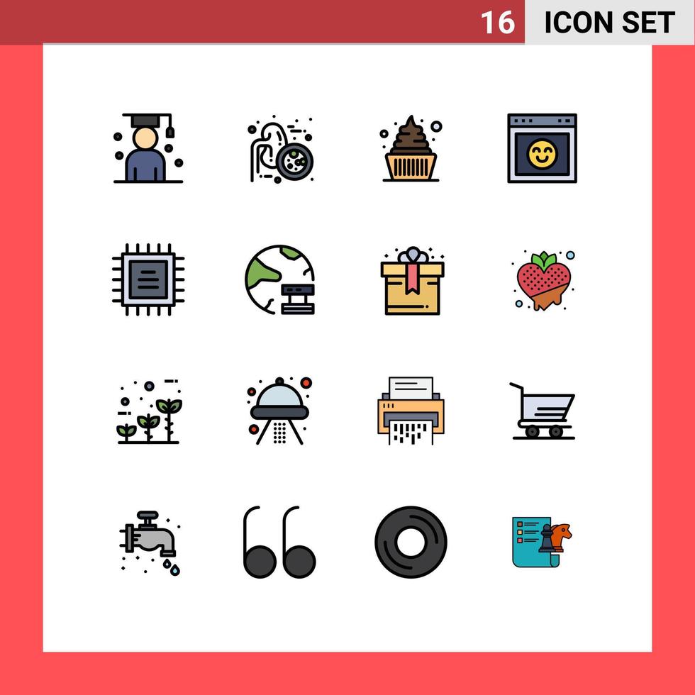 16 Creative Icons Modern Signs and Symbols of chip interface urology emotion sweets Editable Creative Vector Design Elements