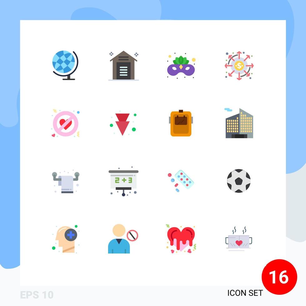 Modern Set of 16 Flat Colors and symbols such as adultery money carnival finance distribution Editable Pack of Creative Vector Design Elements