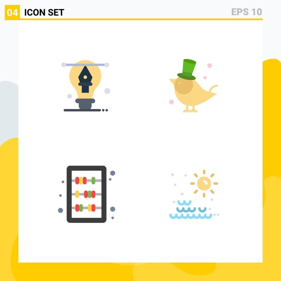 Pictogram Set of 4 Simple Flat Icons of bulb education illustration pet learning Editable Vector Design Elements