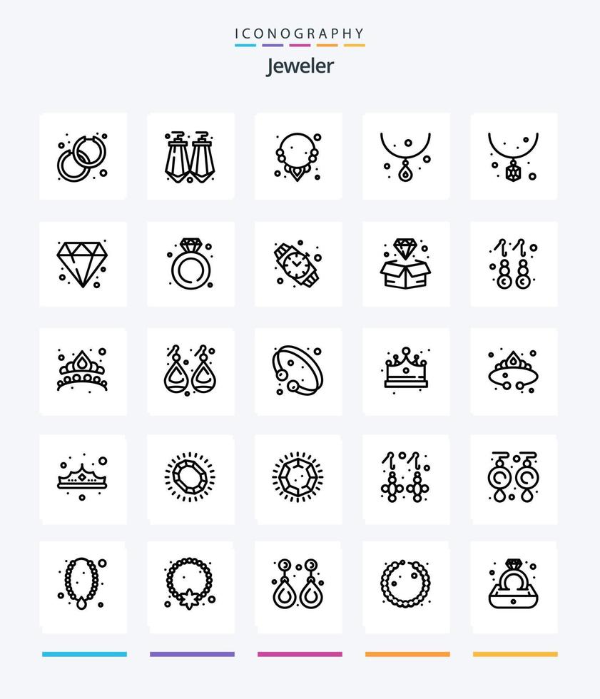 Creative Jewellery 25 OutLine icon pack  Such As wedding. diamond. gem. necklace. fashion vector